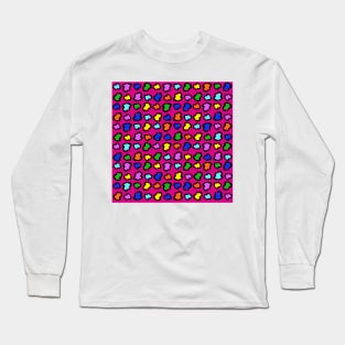 Pink Colorful Bit Cat Print Long Sleeve T-Shirt